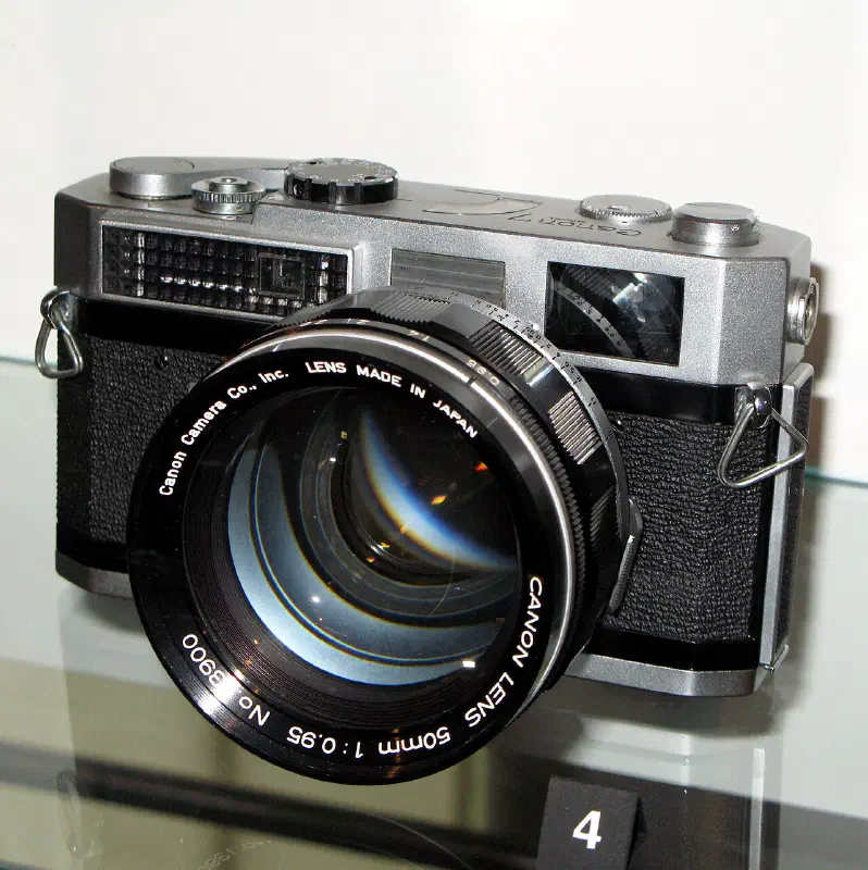 Canon 7 mounted with the 50mm f/0.95 lens by Canon Inc.