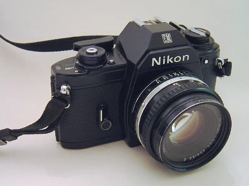 Nikon EM 35mm film SLR camera with Nikon Series E 50mm lens
