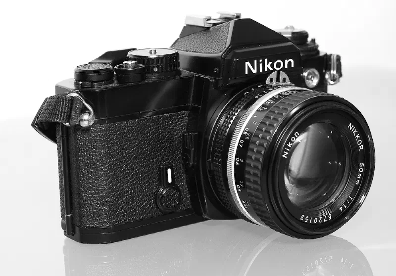 Nikon FE SLR camera with Nikkor 50 mm f/1.4 lens