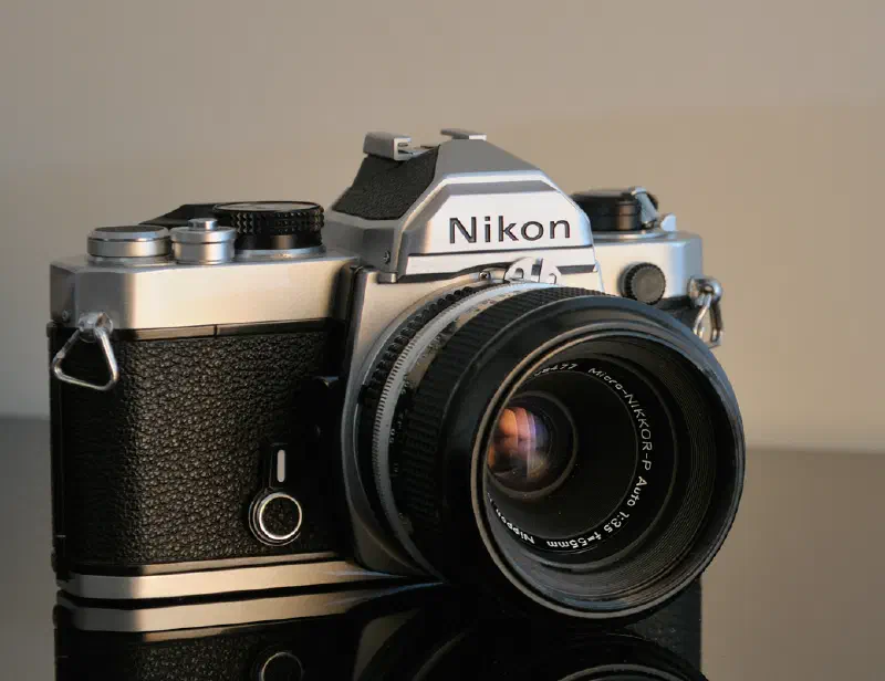 Nikon FM with Nippon Kogaku Japan Micro-NIKKOR-P 1:3.5 55mm macro lenses attached