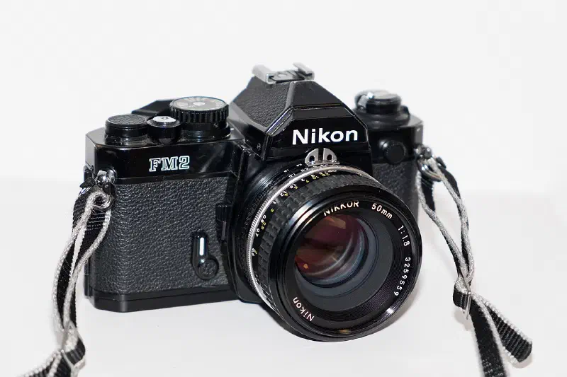 Nikon FM2 in black finish, with Nikkor AI-S 50mm f/1.8