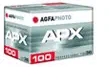 A silver carton of AgfaPhoto APX 100 Professional black-and-white film, 135-36