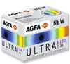 A white carton of Agfa Ultra 100 colour negative film, 135-36, banded in spectrum colours