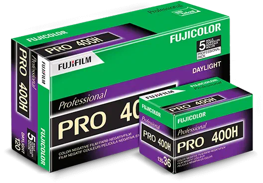 Boxes of FUJICOLOR PRO 400H in 135 and 120
