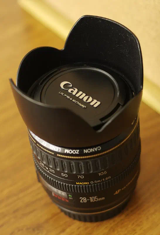 Canon EF 28-105mm, photographed on its own, off the camera