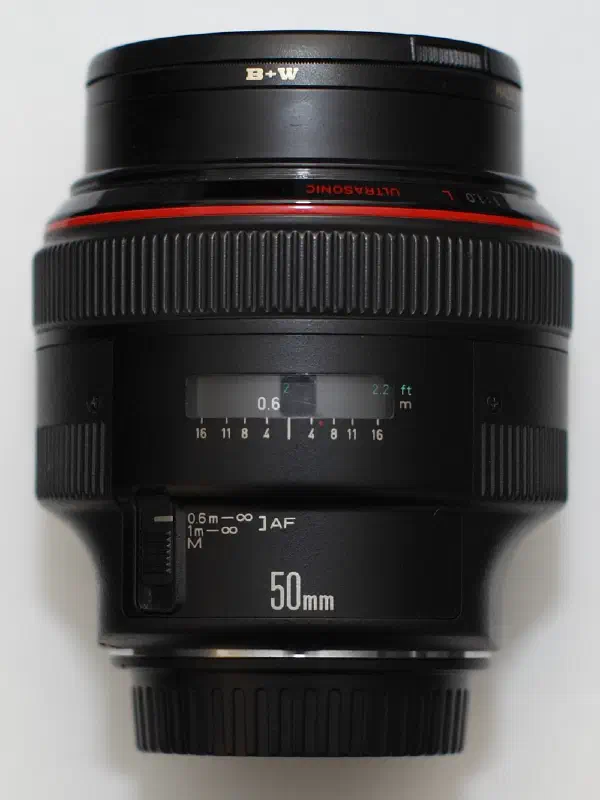 Canon EF 50mm, photographed on its own, off the camera