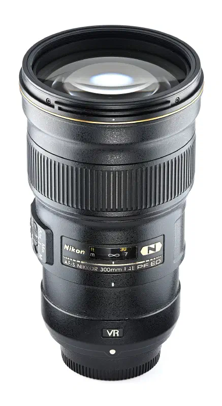 Nikon Nikkor 300mm f/4E PF ED VR AF-S, photographed on its own, off the camera