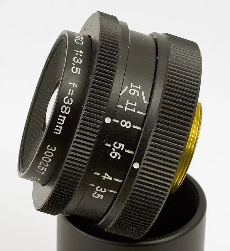Olympus E.Zuiko Auto-Macro 38mm F3.5, photographed on its own, off the camera