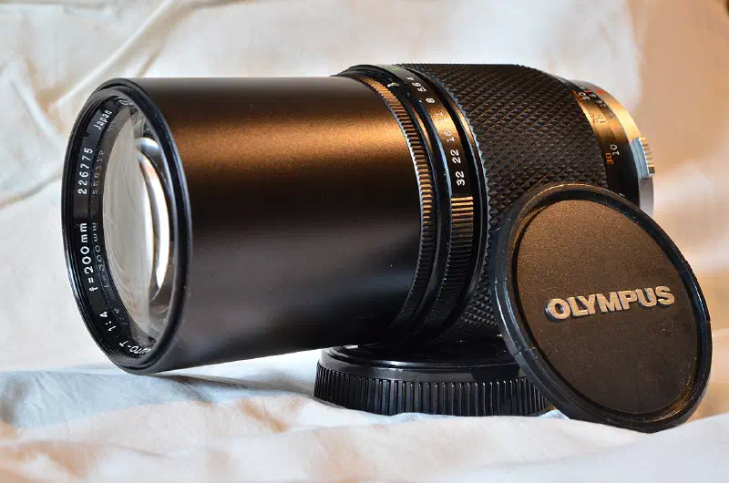 Olympus Zuiko 200mm F4, photographed on its own, off the camera