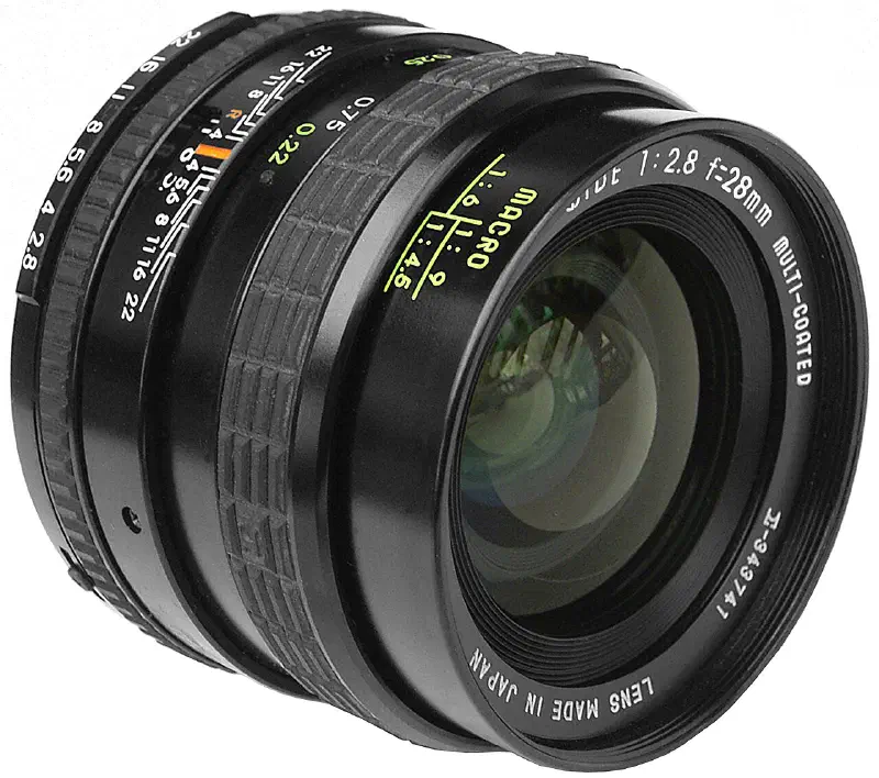 Sigma 28mm Mini-Wide f/2.8, photographed on its own, off the camera