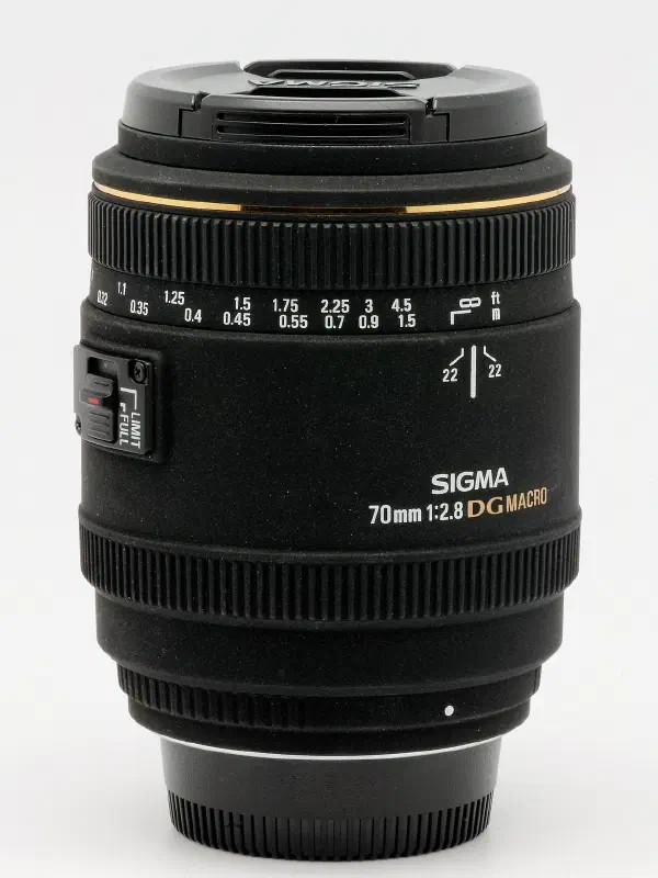 Sigma 70mm f/2.8 EX DG Macro, photographed on its own, off the camera